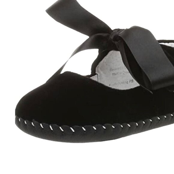 pediped Other - Pediped Black Velvet Satin Bow Crib Shoes Baby Girl 6-12 Months